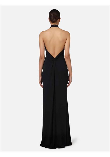 Abito red carpet in jersey con drappeggio e placca logo ELISABETTA FRANCHI | Abiti | AB71747E2110